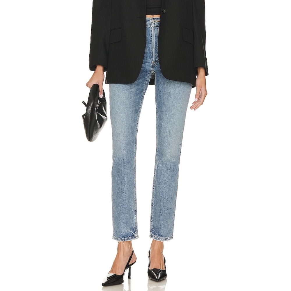 AGOLDE Riley cropped high-rise straight-leg organic jeans